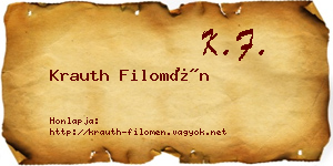 Krauth Filomén névjegykártya